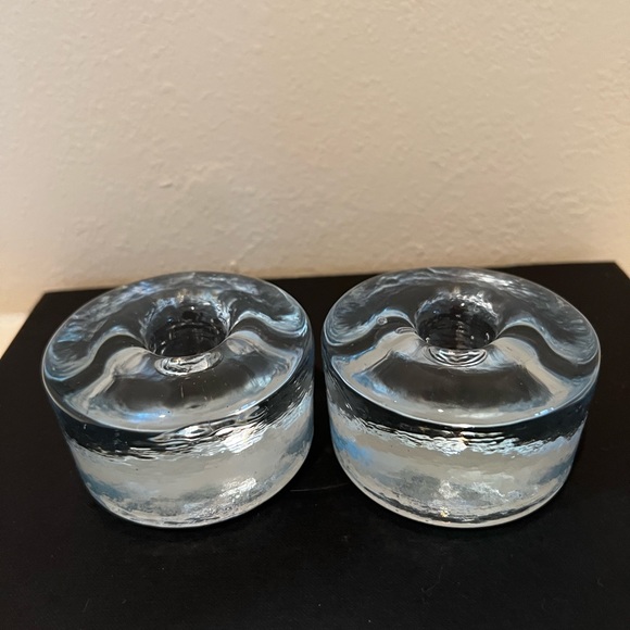 A Beautiful Pair Of Thick Of Blenko Glass Candles Holder . Excellence Condition. - Picture 7 of 8
